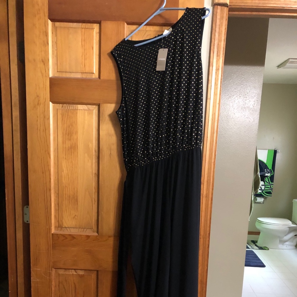 Palazzo pants with belted black/gold beaded top